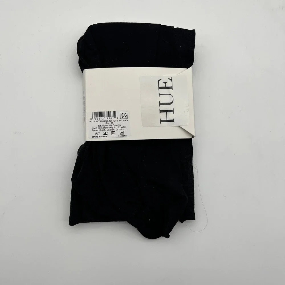 Hue Sheer Tights Womens Size 1 Black Control Top U11231 Perfit Technology New